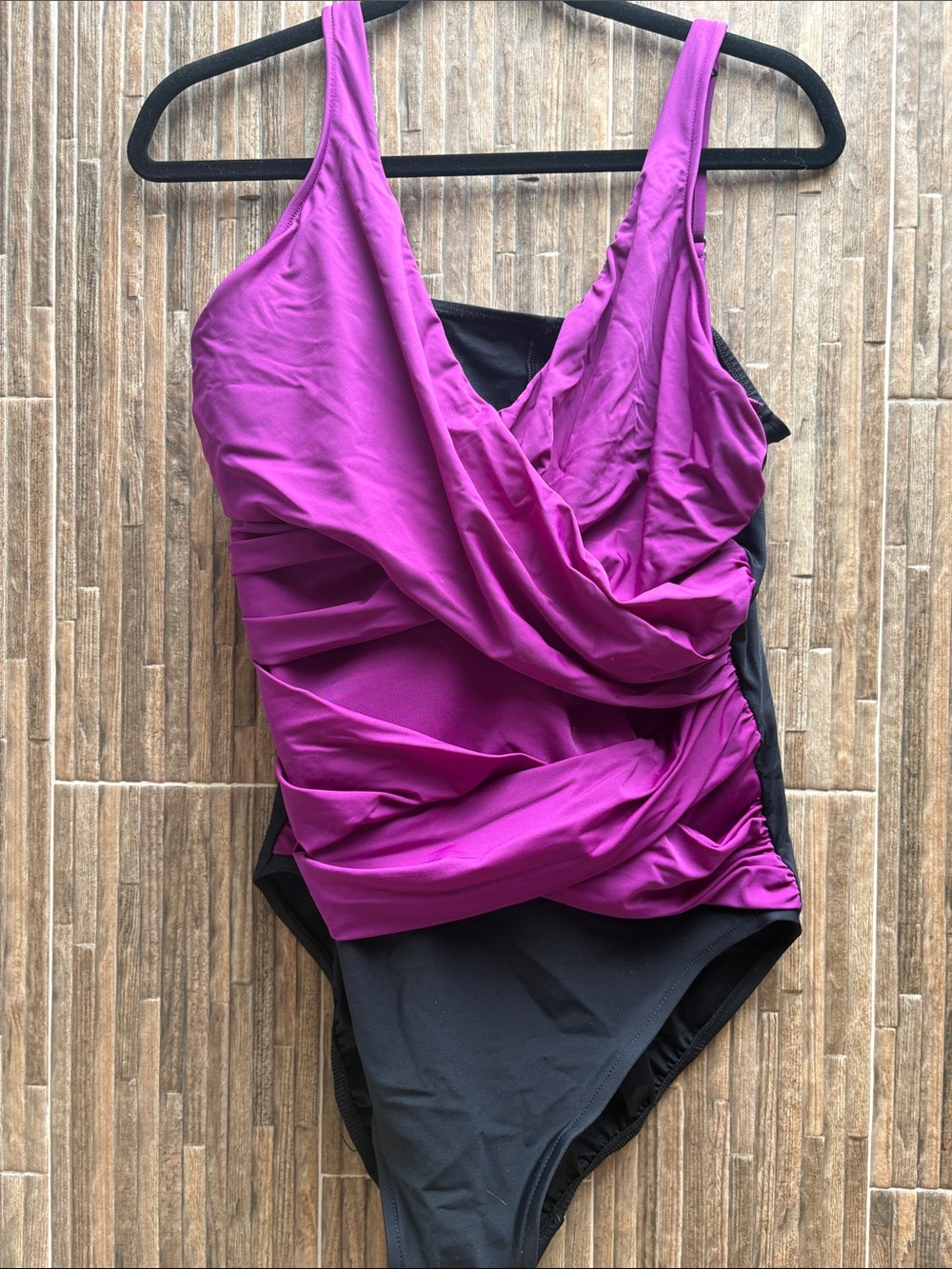 Miraclesuit Purple and Black One-Piece Swimsuit